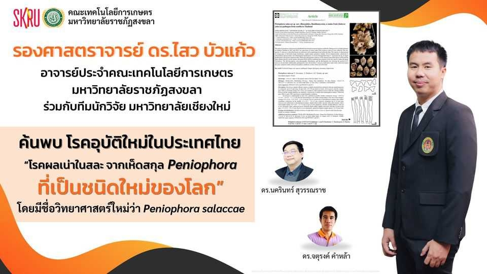 ค้นพบโรคอุบัติใหม่ในประเทศไทย “โรคผลเน่าในสละจากเห็ดสกุล Peniophora ที่เป็นชนิดใหม่ของโลก”